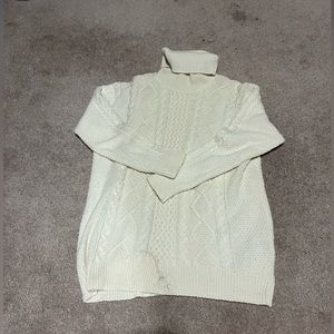 Babaton Erickson Ivory Wool Cashmere Cable Knit Turtleneck Sweater